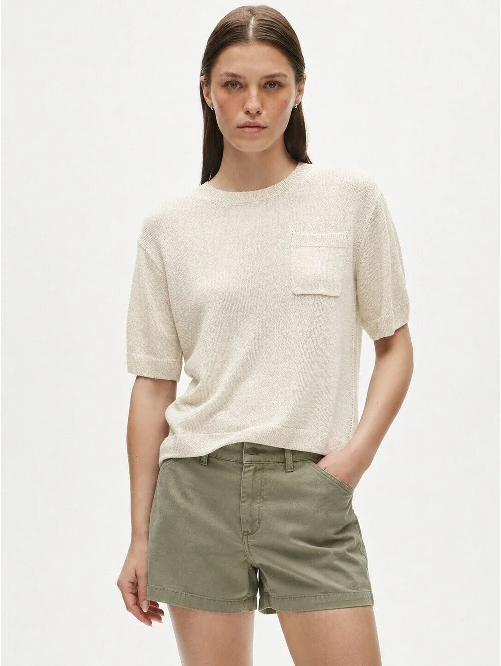 J.Crew 4 Inch Stretch Chino Shorts Olive Green Size 10 Cotton Blend H5806